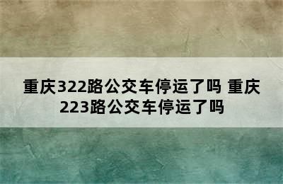 重庆322路公交车停运了吗 重庆223路公交车停运了吗